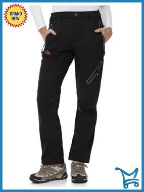 Women's Fleece Lined Ski Snow Pants Waterproof Winter Cargo Hiking